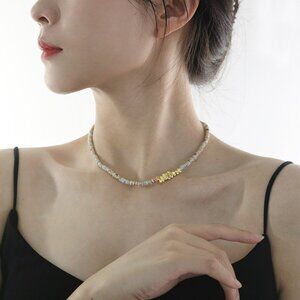 Ocean Jasper Gold Stainless Steel Necklace